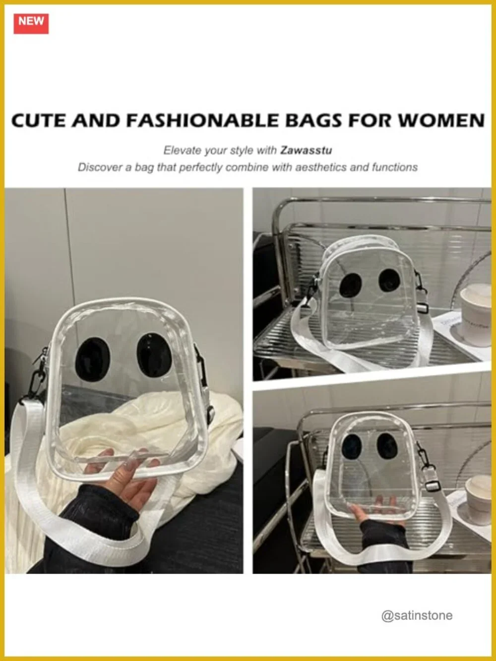 Ghost Crossbody Purse Transparent PVC Clear Bag Halloween Shoulder Bag